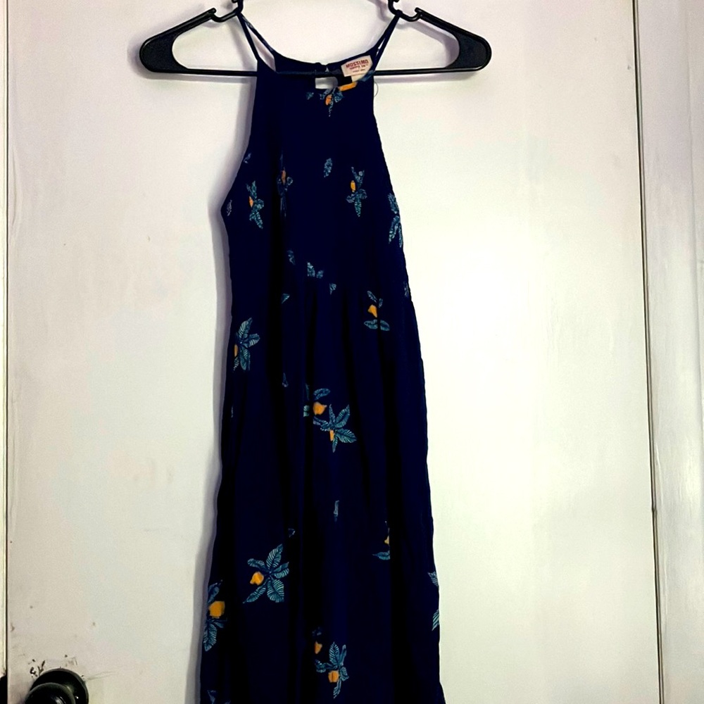 Blue summer dress with flowers on it spaghetti straps